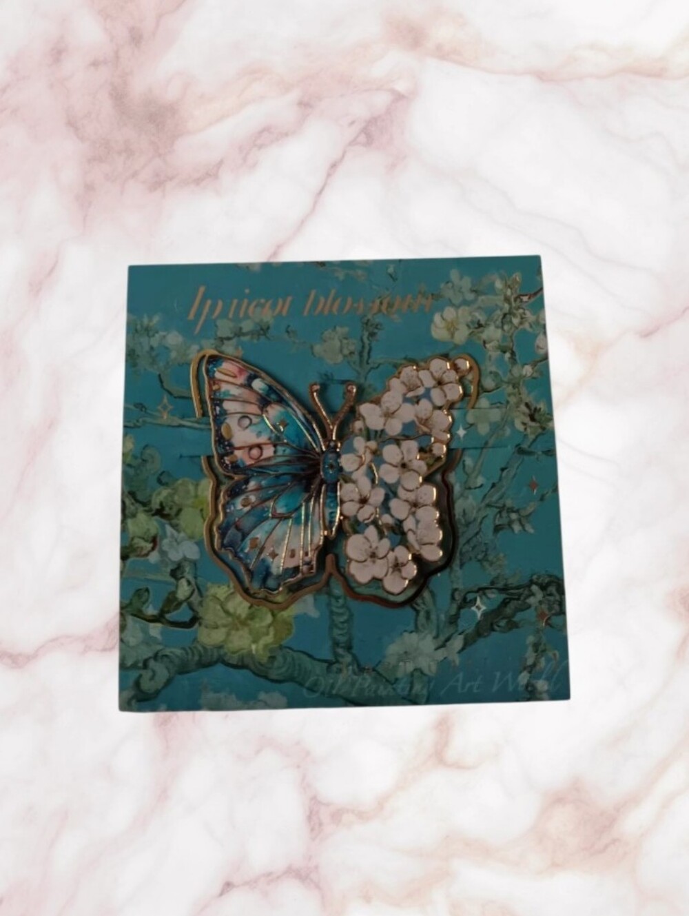 Teal Butterfly & Lillies Clip Bookmark - Picture 2 of 7